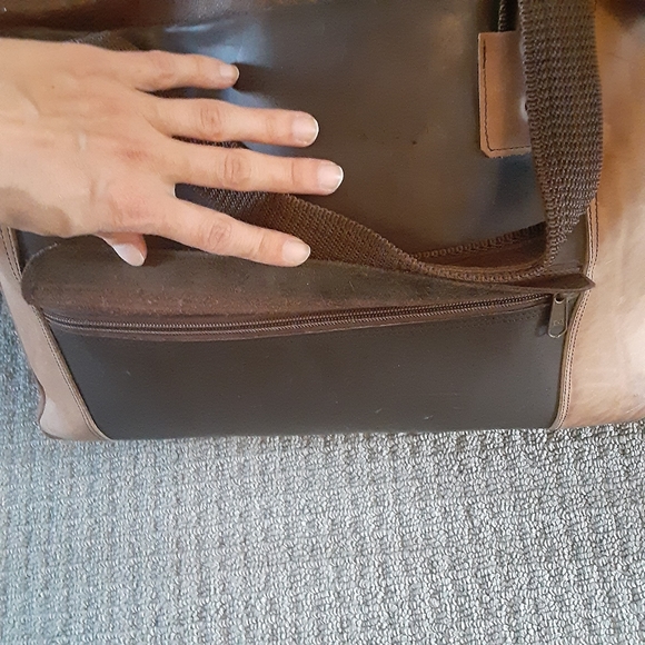 Vintage Genuine Leather Travel Tote Bag -Brown - Picture 5 of 6